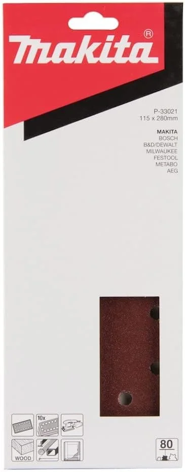 کاغذ سنباده ماکیتا مدل P33021، طول 280 میلی متر، عرض 115 میلی متر، درجه زبری 80 کاغذ سنباده ماکیتا مدل P33021، طول 280 میلی متر، عرض 115 میلی متر، درجه زبری 80