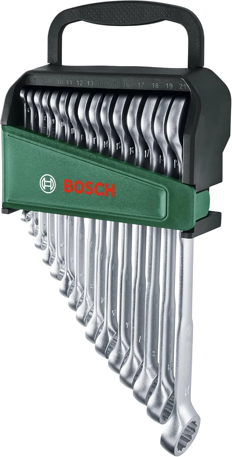 مجموعه آچار یکسر رینگی بوش 15 عددی (کاربرد جهانی؛ کروم وانادیوم؛ گشتاور بالا؛ آچار ترکیبی؛ متریک 6-19 میلی متر؛ ارگونومیک؛ گیره نگهداری کاربردی)