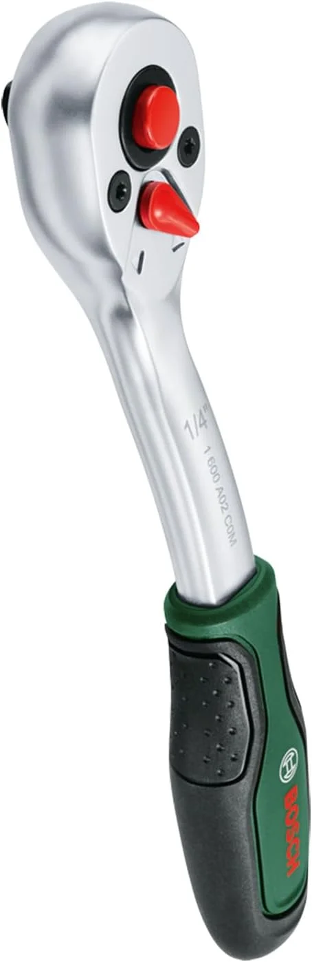 آچار جغجغه بوش 1/4 اینچ (چند منظوره، قدرتمند؛ حداکثر گشتاور 93 نیوتن متر؛ دنده با 72 دندانه؛ دستگیره قفل شونده؛ اهرم برای تغییر جهت بصری؛ دسته خمیده؛ دستگیره نرم ارگونومیک)