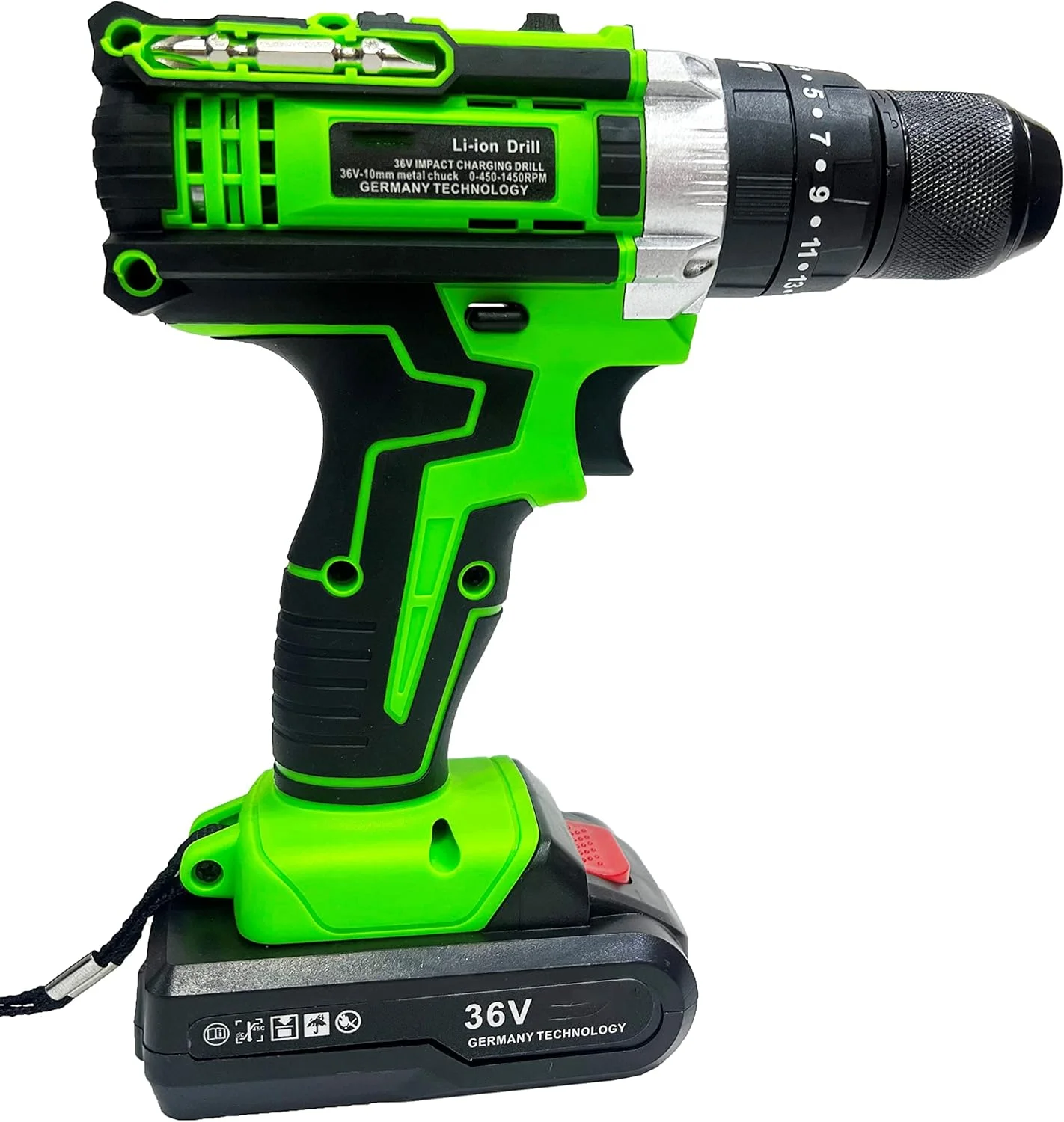 دستگاه دریل چکشی/ضربه ای شارژی 36 ولت باس نئو پاور با سه نظام فلزی، 2 باتری، مجموعه کامل با سری های مختلف برای مصارف خانگی و حرفه ای دستگاه دریل چکشی/ضربه ای شارژی 36 ولت باس نئو پاور با سه نظام فلزی، 2 باتری، مجموعه کامل با سری های مختلف برای مصارف خانگی و حرفه ای