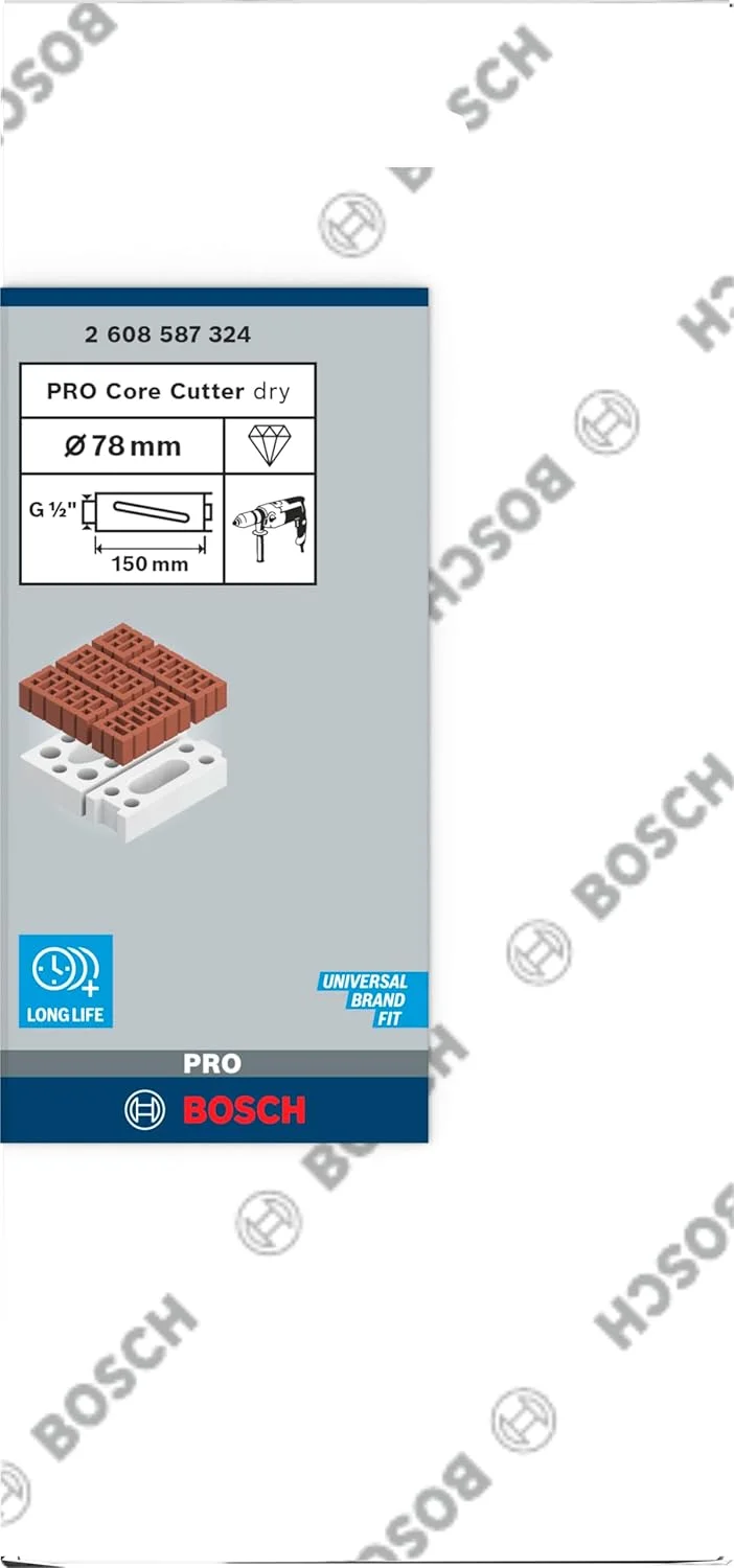مته الماسه خشک بوش پروفشنال 2608587324، اتصال G 1/2 اینچ، قطر 78 میلیمتر، طول 150 میلیمتر، 5 سگمنت، ارتفاع سگمنت 7 میلیمتر، نقرهای، 78/150/7 میلیمتر مته الماسه خشک بوش پروفشنال 2608587324، اتصال G 1/2 اینچ، قطر 78 میلیمتر، طول 150 میلیمتر، 5 سگمنت، ارتفاع سگمنت 7 میلیمتر، نقرهای، 78/150/7 میلیمتر