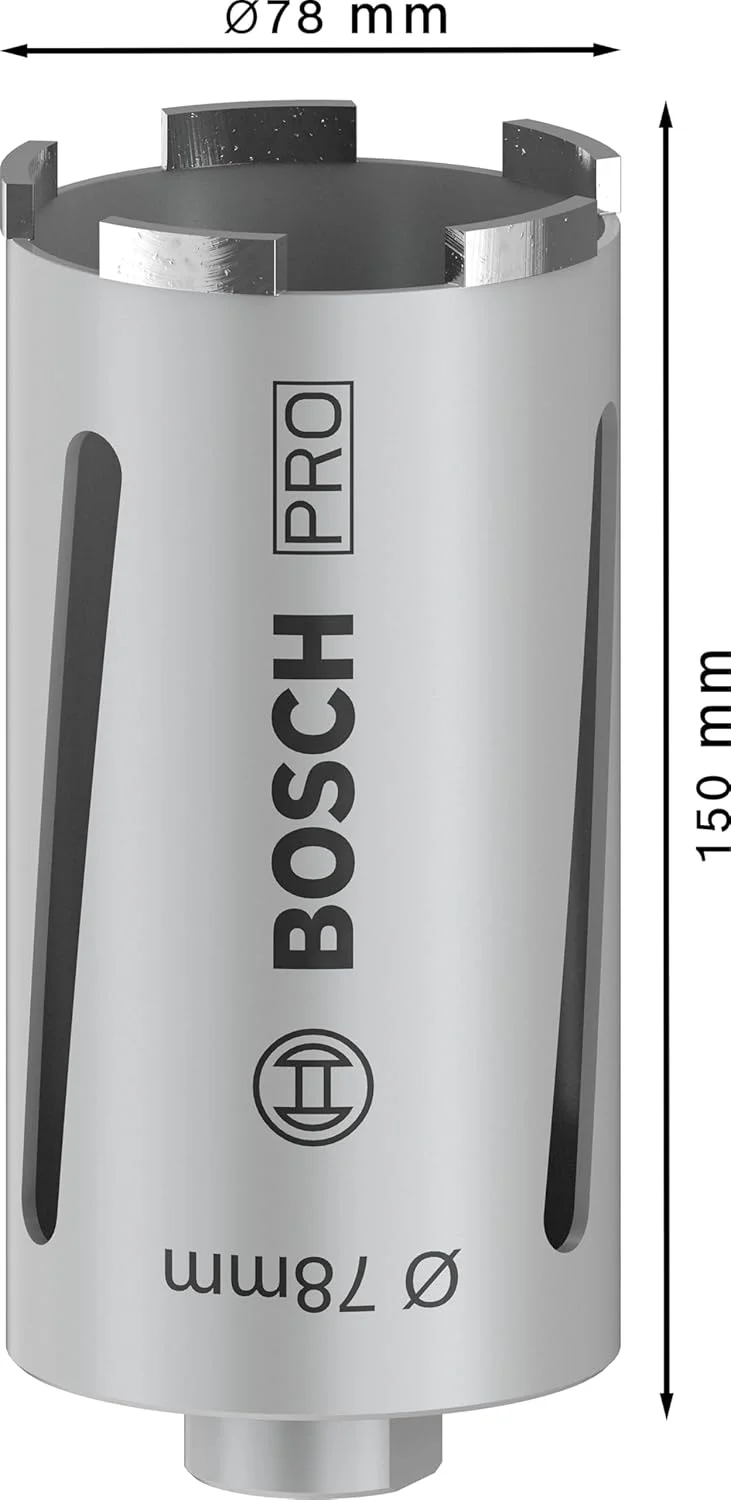 مته الماسه خشک بوش پروفشنال 2608587324، اتصال G 1/2 اینچ، قطر 78 میلیمتر، طول 150 میلیمتر، 5 سگمنت، ارتفاع سگمنت 7 میلیمتر، نقرهای، 78/150/7 میلیمتر مته الماسه خشک بوش پروفشنال 2608587324، اتصال G 1/2 اینچ، قطر 78 میلیمتر، طول 150 میلیمتر، 5 سگمنت، ارتفاع سگمنت 7 میلیمتر، نقرهای، 78/150/7 میلیمتر