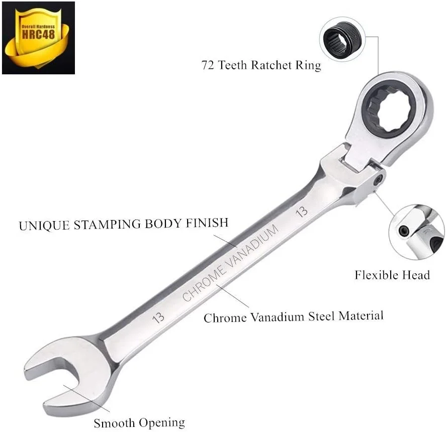 آچار جغجغه ای سر متحرک 13 میلی متری، آچار ترکیبی جغجغه ای 72 دندانه آچار جغجغه ای سر متحرک 13 میلی متری، آچار ترکیبی جغجغه ای 72 دندانه