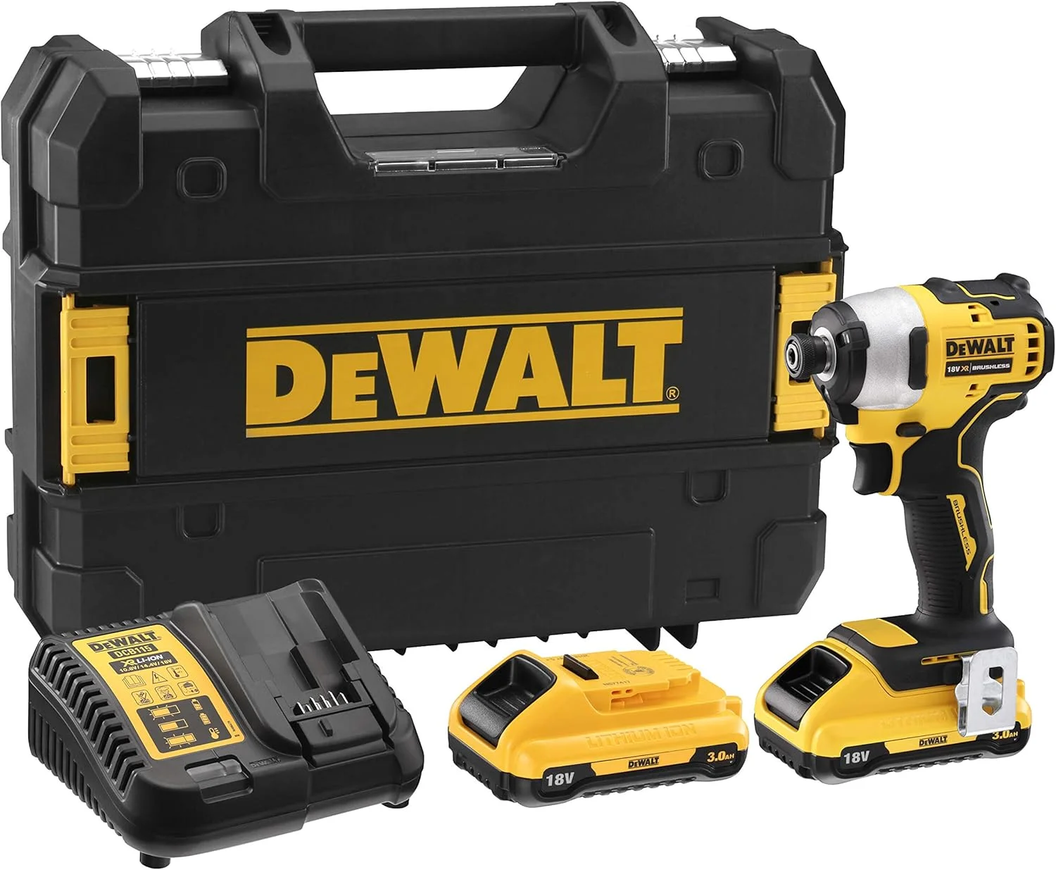 DEWALT DCF809L2T-QW پیچ گوشتی ضربه ای 18 ولت بدون جاروبک با 2 باتری لیتیوم یون 3.0 آمپر ساعت