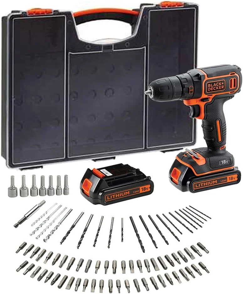 دریل پیچ گوشتی شارژی بلک اند دکر مدل BDC718AS2O-QW - 20,250 ضربه در دقیقه - 2 سرعت - 80 لوازم جانبی - به همراه جعبه ابزار، 18 ولت، 2 باتری دریل پیچ گوشتی شارژی بلک اند دکر مدل BDC718AS2O-QW - 20,250 ضربه در دقیقه - 2 سرعت - 80 لوازم جانبی - به همراه جعبه ابزار، 18 ولت، 2 باتری