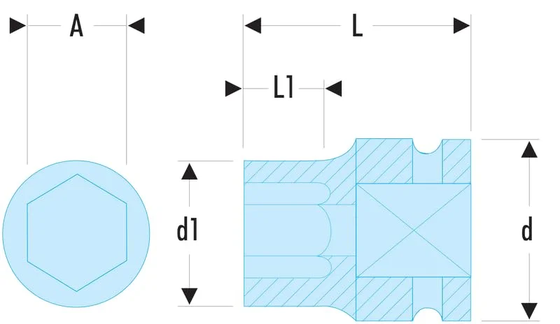 بکس ضربه ای 1/2 اینچ متریک 12 پر فاكوم مدل NSD.32B، سایز 32 میلی متر