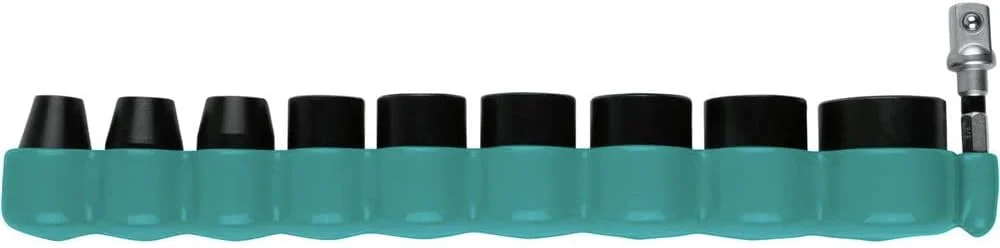 مجموعه 10 عددی بکس ضربه ای 6 پر SAE ماکیتا مدل E-01672 با درایو 3/8 اینچ به همراه آداپتور بکس استاندارد
