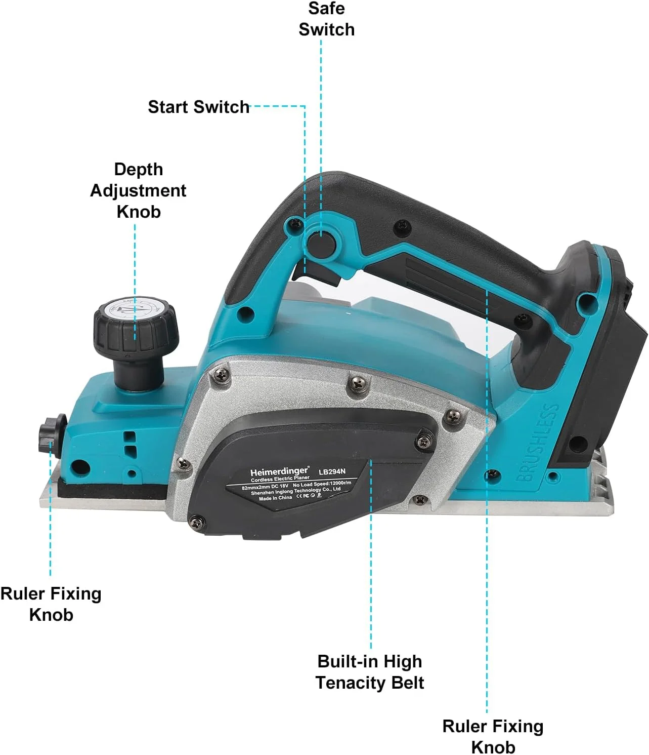 رنده دستی برقی شارژی برای باتری 18 ولت ماکیتا، فقط ابزار - موتور براشلس 3-1/4 اینچ رنده دستی برقی قدرتمند برای چوب رنده دستی برقی شارژی برای باتری 18 ولت ماکیتا، فقط ابزار - موتور براشلس 3-1/4 اینچ رنده دستی برقی قدرتمند برای چوب