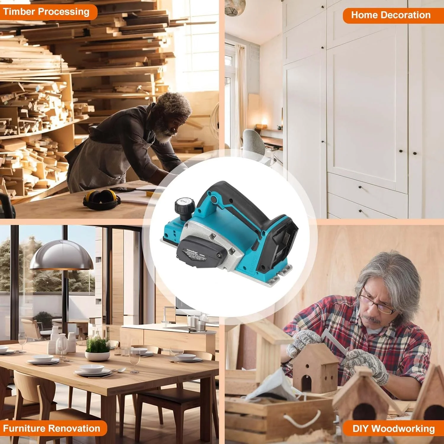 رنده دستی برقی شارژی برای باتری 18 ولت ماکیتا، فقط ابزار - موتور براشلس 3-1/4 اینچ رنده دستی برقی قدرتمند برای چوب رنده دستی برقی شارژی برای باتری 18 ولت ماکیتا، فقط ابزار - موتور براشلس 3-1/4 اینچ رنده دستی برقی قدرتمند برای چوب