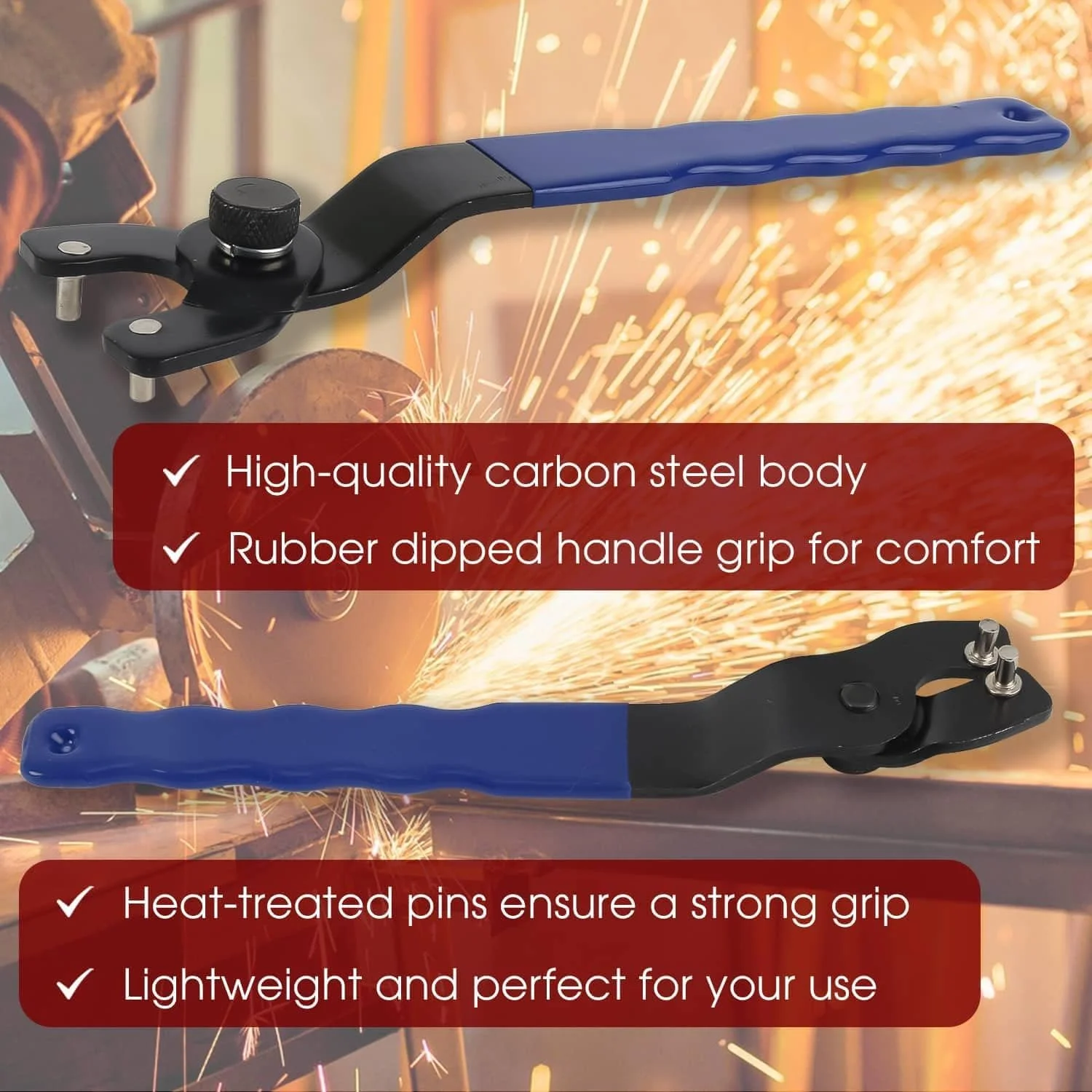 آچار سنگ فرز قفل مهره ای قابل تنظیم ارتقا یافته برای سنگ فرزهای زاویه ای سازگار با ابزارهای برقی ماکیتا، بوش، میلواکی، جایگزین فولادی بادوام، محدوده 12.7 تا 31.75 میلی متر، بسته 2 عددی آچار سنگ فرز قفل مهره ای قابل تنظیم ارتقا یافته برای سنگ فرزهای زاویه ای سازگار با ابزارهای برقی ماکیتا، بوش، میلواکی، جایگزین فولادی بادوام، محدوده 12.7 تا 31.75 میلی متر، بسته 2 عددی