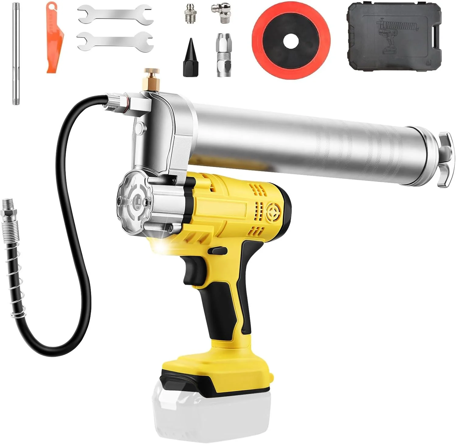 گریس پمپ شارژی، سازگار با ماکیتا 18 ولت، مخزن 600 سی سی، سرعت متغیر، چراغ LED، شلنگ 12 اینچی، گریس پمپ برقی برای ماشین آلات و خودرو (باتری شامل نمی شود)