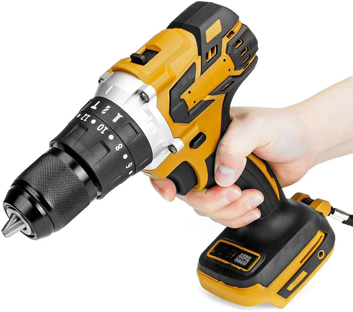 دریل چکشی برقی شارژی براشلس 18 ولت 3 در 1، پیچ گوشتی برقی، دریل ضربه ای 13 میلی متری با 20+3 گشتاور برای باتری 18 ولت ماکیتا دریل چکشی برقی شارژی براشلس 18 ولت 3 در 1، پیچ گوشتی برقی، دریل ضربه ای 13 میلی متری با 20+3 گشتاور برای باتری 18 ولت ماکیتا