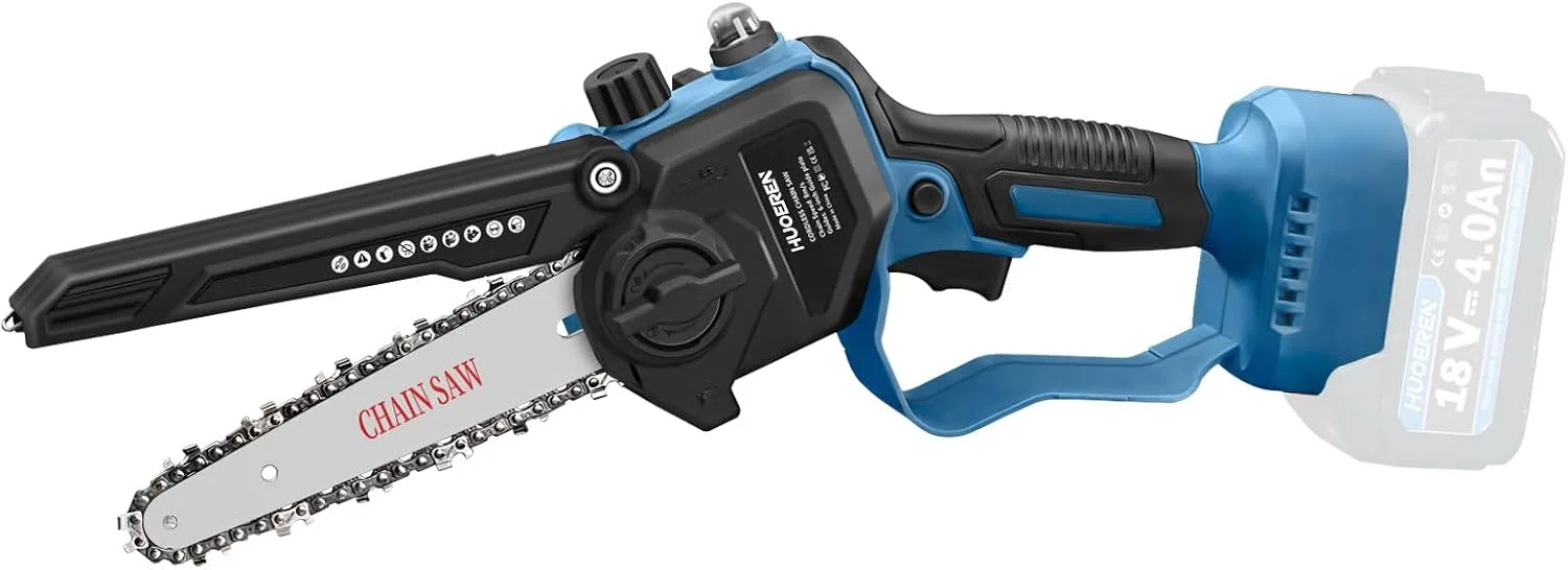اره زنجیری کوچک 6 اینچی سازگار با باتری 18 ولت ماکیتا، اره زنجیری کوچک برقی بی سیم، اره زنجیری دستی برقی قابل حمل با موتور براشلس و روغن پاش برای هرس درخت (باتری شامل نمی شود)