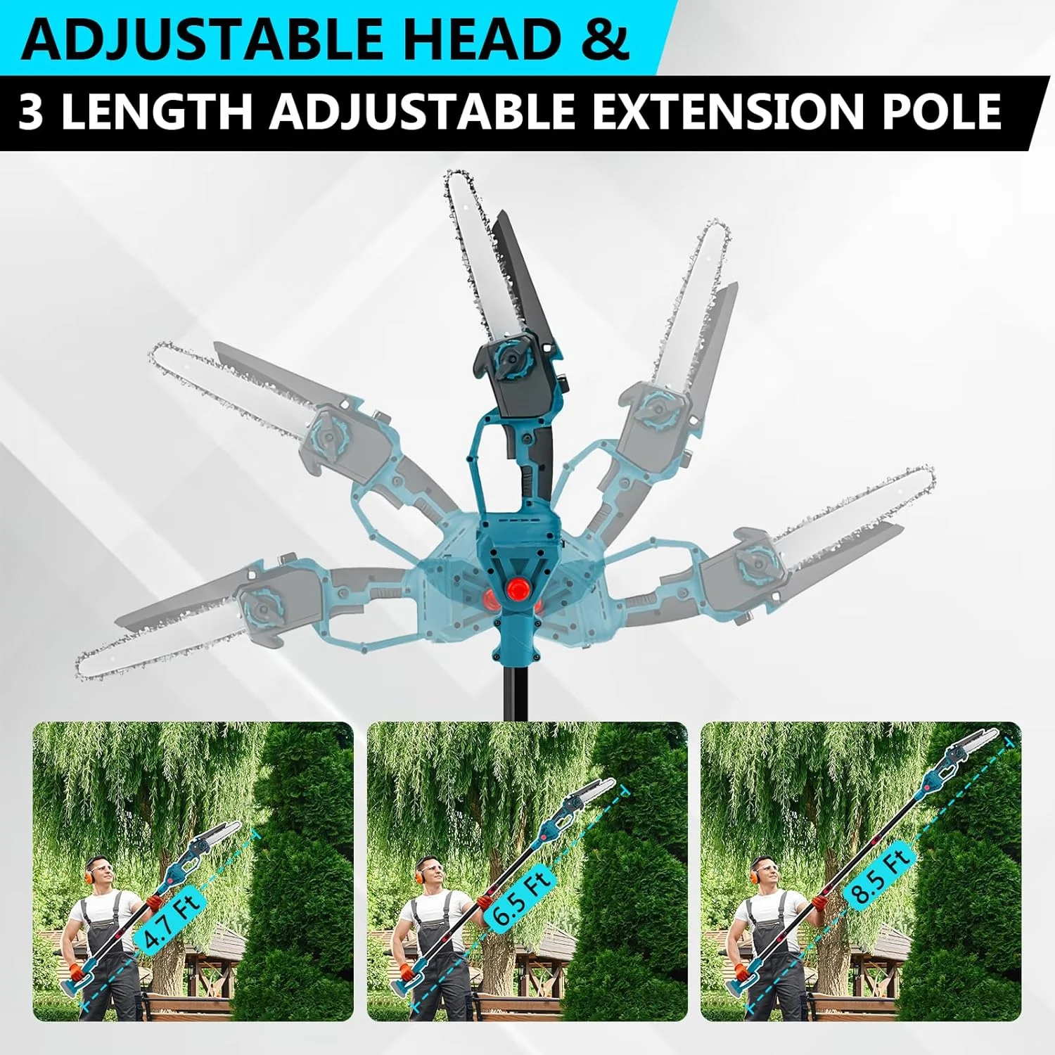 اره زنجیری شاخه بر باتری خور، اره هرس حرفه ای سازگار با ماکیتا 18 ولت، اره هرس 2 در 1 بدون برس 6 اینچی با دسته تلسکوپی و اره شاخه بر تلسکوپی برقی اره زنجیری شاخه بر باتری خور، اره هرس حرفه ای سازگار با ماکیتا 18 ولت، اره هرس 2 در 1 بدون برس 6 اینچی با دسته تلسکوپی و اره شاخه بر تلسکوپی برقی