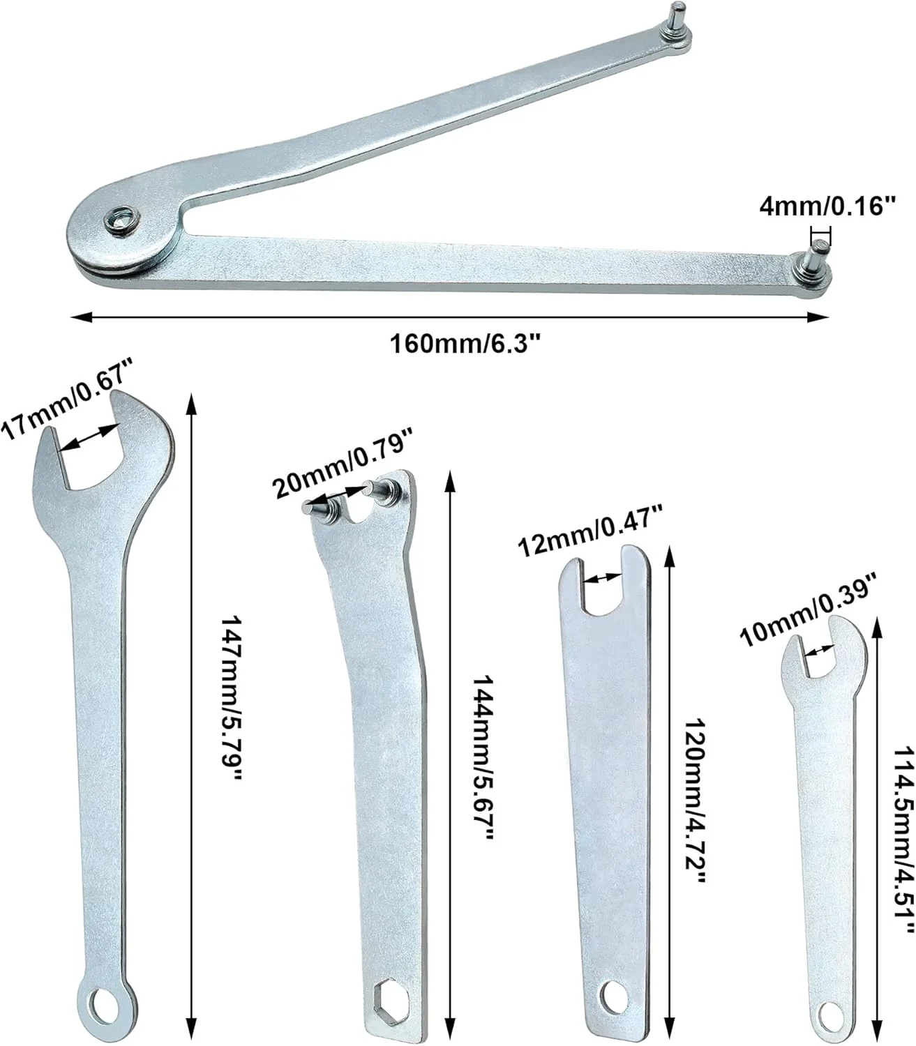 مجموعه آچار سنگ فرز LDEXIN شامل 5 عدد، آچار مهره قفلی، انبر آچار پین سنگ فرز برای Dewalt Makita Milwaukee مجموعه آچار سنگ فرز LDEXIN شامل 5 عدد، آچار مهره قفلی، انبر آچار پین سنگ فرز برای Dewalt Makita Milwaukee
