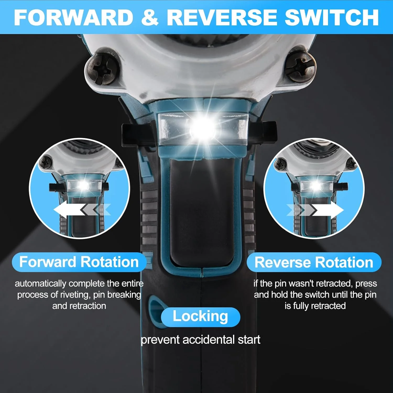 پرچ کن شارژی سازگار با باتری های لیتیوم یونی 18 ولت ماکیتا، پرچ کن برقی براشلس با 4 آداپتور برای پرچ های 2.4/3.2/4/4.8 میلی متر (بدون باتری) پرچ کن شارژی سازگار با باتری های لیتیوم یونی 18 ولت ماکیتا، پرچ کن برقی براشلس با 4 آداپتور برای پرچ های 2.4/3.2/4/4.8 میلی متر (بدون باتری)