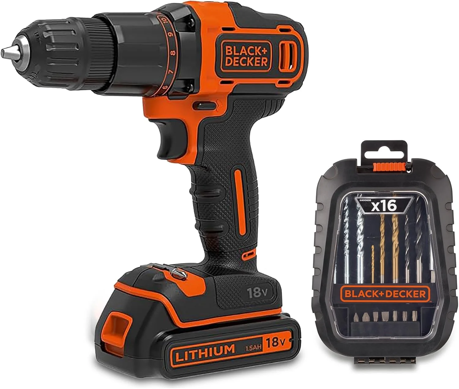 دریل چکشی شارژی 18 ولت BLACK+DECKER به همراه باتری 1.5 آمپر، شارژر سریع، جعبه ابزار بادوام و مجموعه 50 عددی لوازم جانبی A7186-XJ - مدل BCD7A7-B5 دریل چکشی شارژی 18 ولت BLACK+DECKER به همراه باتری 1.5 آمپر، شارژر سریع، جعبه ابزار بادوام و مجموعه 50 عددی لوازم جانبی A7186-XJ - مدل BCD7A7-B5