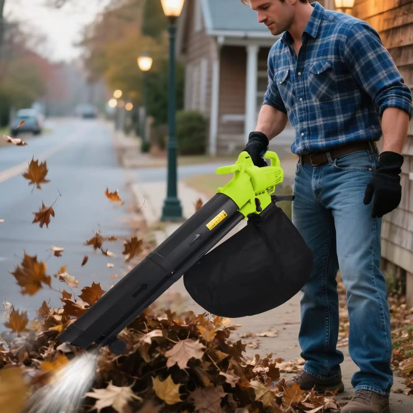 دستگاه دمنده و مکنده برگ برقی 3000 وات 3 در 1، خردکن، مکنده و دمنده با کیسه جمع آوری 45 لیتری، مناسب برای جمع آوری برگ ها، گرد و غبار و بقایای باغ از چمن ها، پاسیوها، مسیرها و راهروها. (کابل 10 متری)