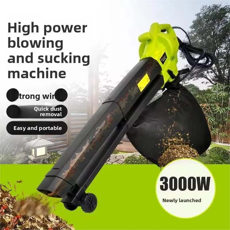 دستگاه دمنده و مکنده برگ برقی 3000 وات 3 در 1، خردکن، مکنده و دمنده با کیسه جمع آوری 45 لیتری، مناسب برای جمع آوری برگ ها، گرد و غبار و بقایای باغ از چمن ها، پاسیوها، مسیرها و راهروها. (کابل 10 متری)