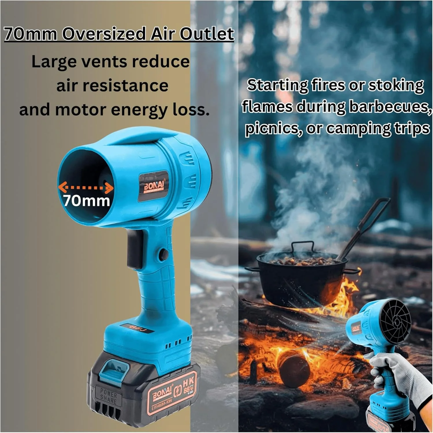 دمنده هوا و گرد و غبار توربو 88VF – Bonai BN-HK59 با دو باتری لیتیومی