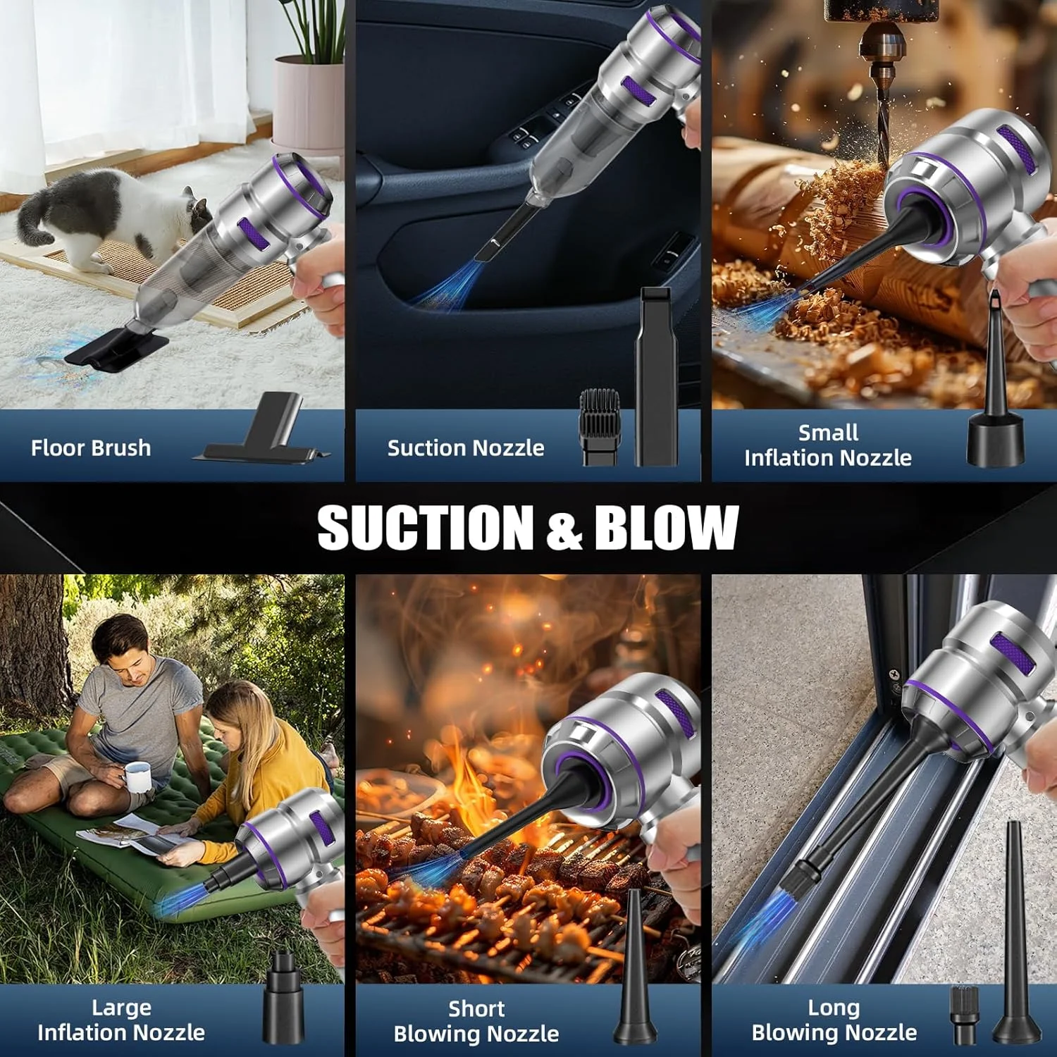 جاروبرقی خودرو WINWEND با قدرت بالا - 22000PA، جاروبرقی قابل حمل 4 در 1، دمنده هوا فشرده، پمپ و جاروبرقی دستی بی سیم با موتور براشلس برای خودرو، خانه و دفتر جاروبرقی خودرو WINWEND با قدرت بالا - 22000PA، جاروبرقی قابل حمل 4 در 1، دمنده هوا فشرده، پمپ و جاروبرقی دستی بی سیم با موتور براشلس برای خودرو، خانه و دفتر