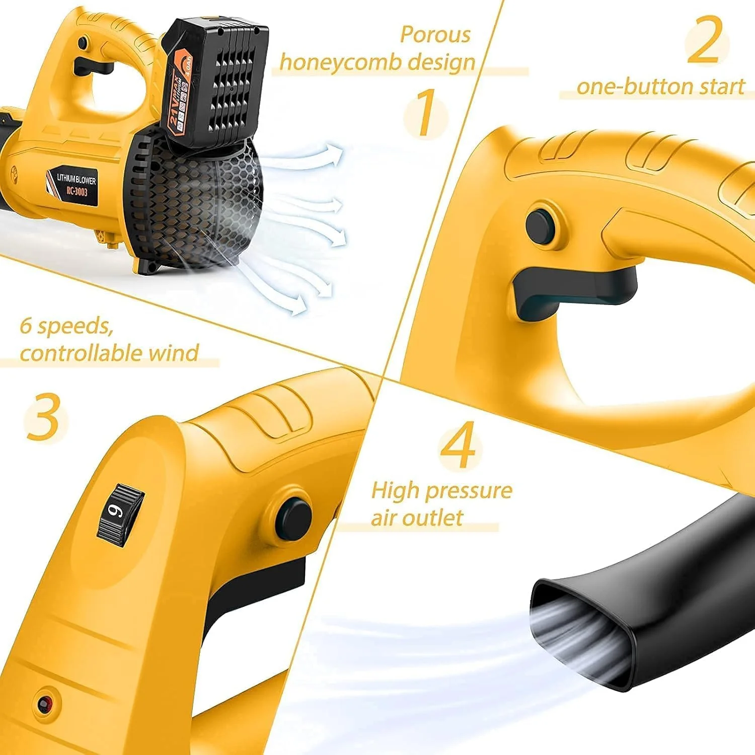 دمنده برگ شارژی با 2 باتری قدرتمند و شارژر، دمنده برقی برای مراقبت از چمن، دمنده برگ سبک وزن شارژی برای برف روبی