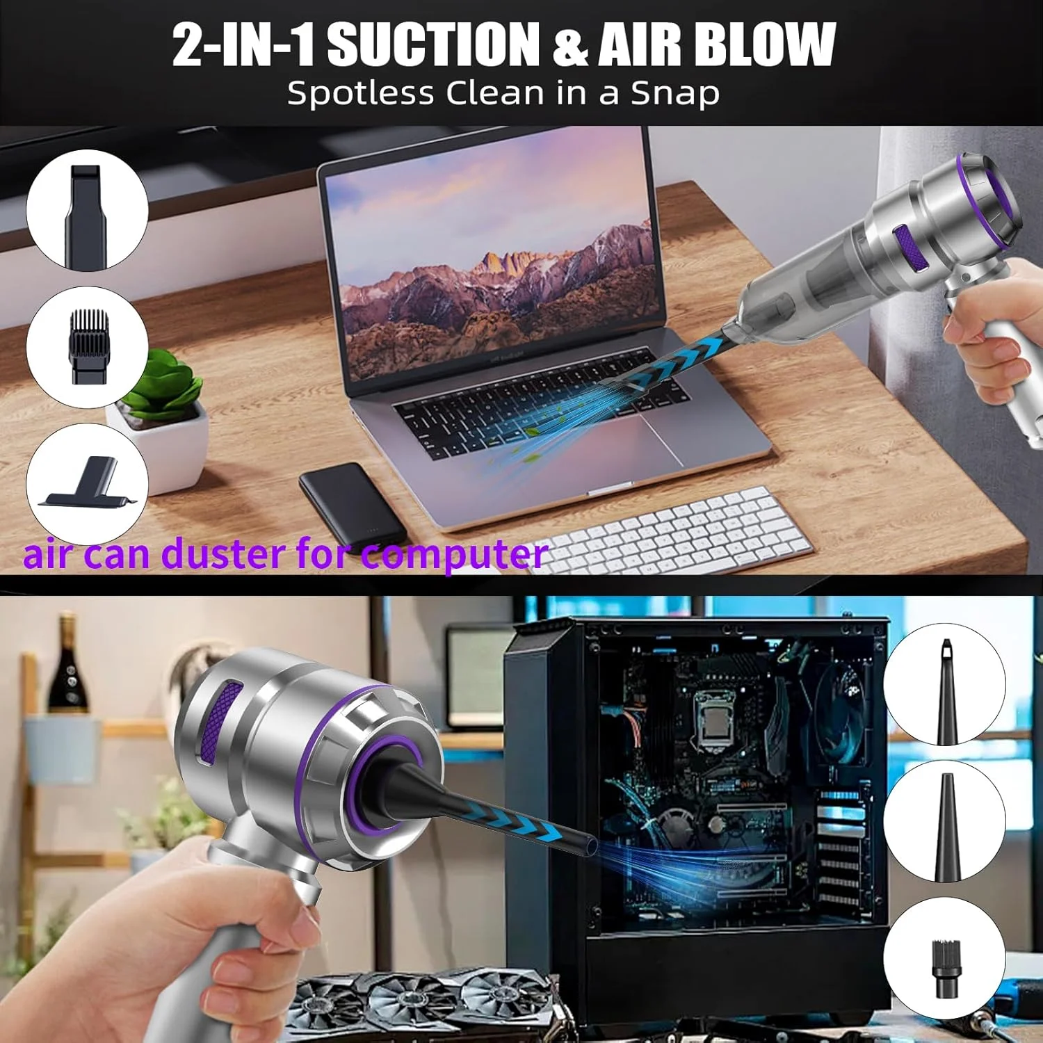 جاروبرقی خودرو WINWEND با قدرت بالا - 22000PA، جاروبرقی قابل حمل 4 در 1، دمنده هوا فشرده، پمپ و جاروبرقی دستی بی سیم با موتور براشلس برای خودرو، خانه و دفتر جاروبرقی خودرو WINWEND با قدرت بالا - 22000PA، جاروبرقی قابل حمل 4 در 1، دمنده هوا فشرده، پمپ و جاروبرقی دستی بی سیم با موتور براشلس برای خودرو، خانه و دفتر