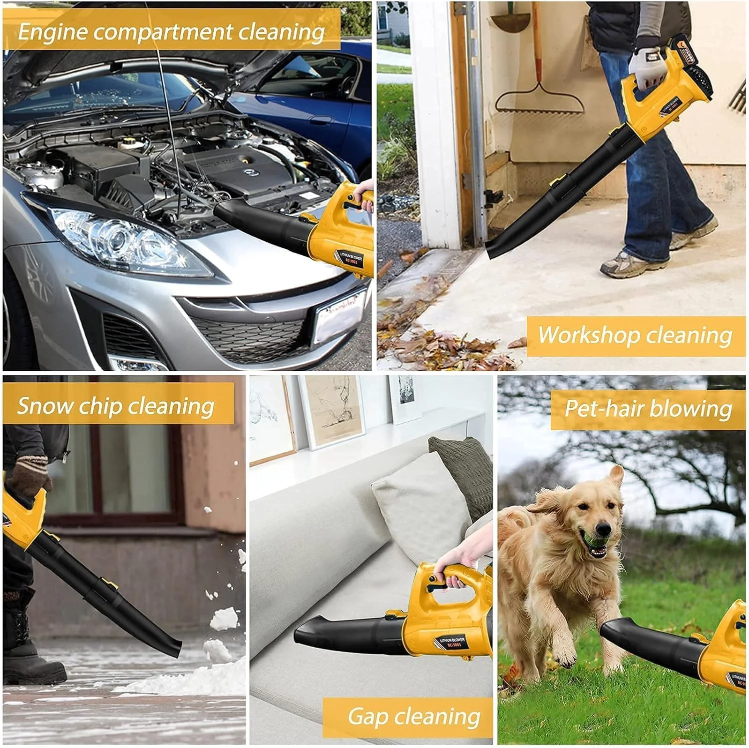 دمنده برگ شارژی با 2 باتری قدرتمند و شارژر، دمنده برقی برای مراقبت از چمن، دمنده برگ سبک وزن شارژی برای برف روبی