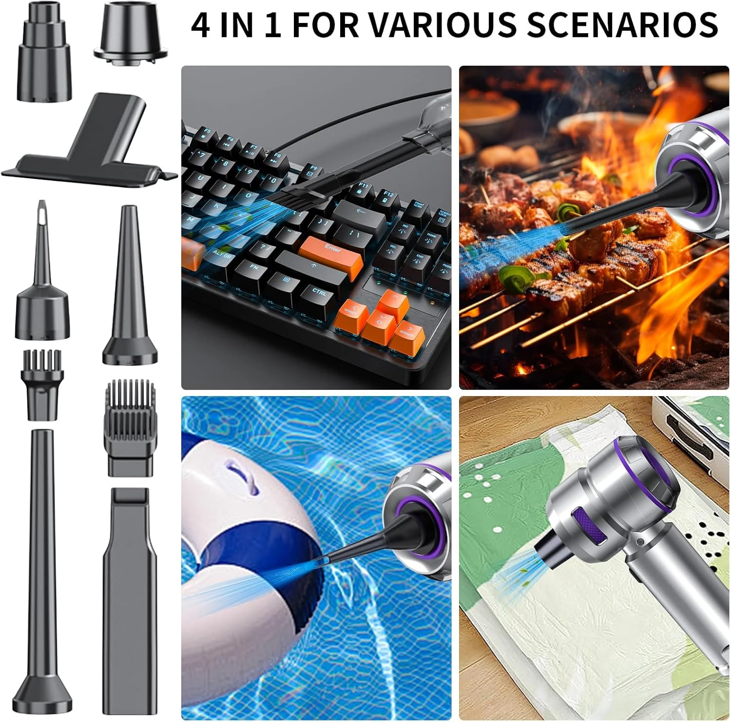 جاروبرقی خودرو WINWEND با قدرت بالا - 22000PA، جاروبرقی قابل حمل 4 در 1، دمنده هوا فشرده، پمپ و جاروبرقی دستی بی سیم با موتور براشلس برای خودرو، خانه و دفتر جاروبرقی خودرو WINWEND با قدرت بالا - 22000PA، جاروبرقی قابل حمل 4 در 1، دمنده هوا فشرده، پمپ و جاروبرقی دستی بی سیم با موتور براشلس برای خودرو، خانه و دفتر