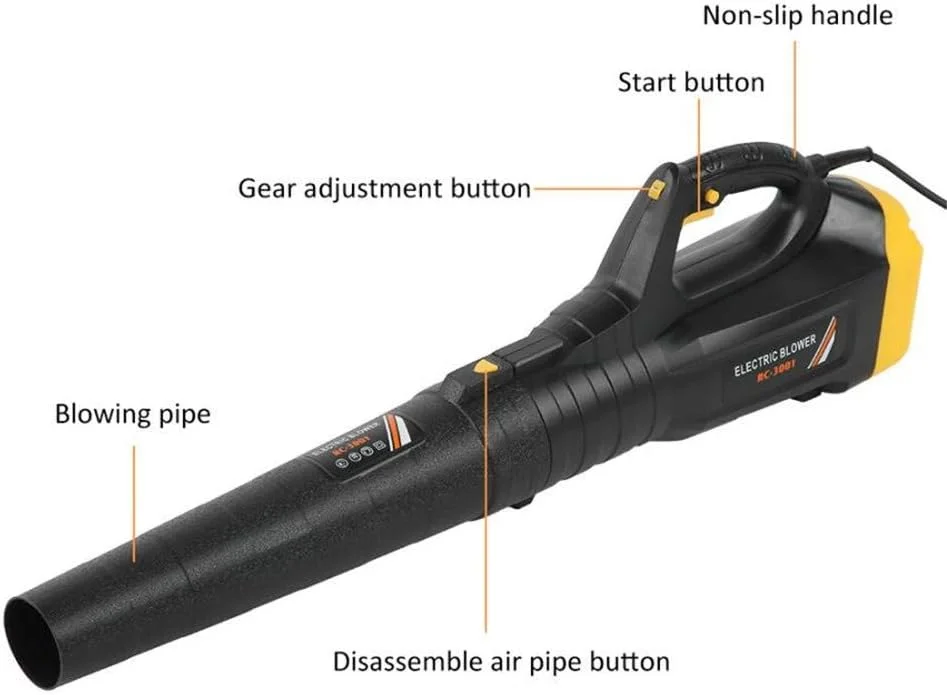 دمنده هوای برقی 3500 وات، 6 دنده قابل تنظیم، فن جمع آوری گرد و غبار، جاروبرقی با قابلیت پاشش، مناسب برای باغبانی، استودیو و زدودن برگ ها