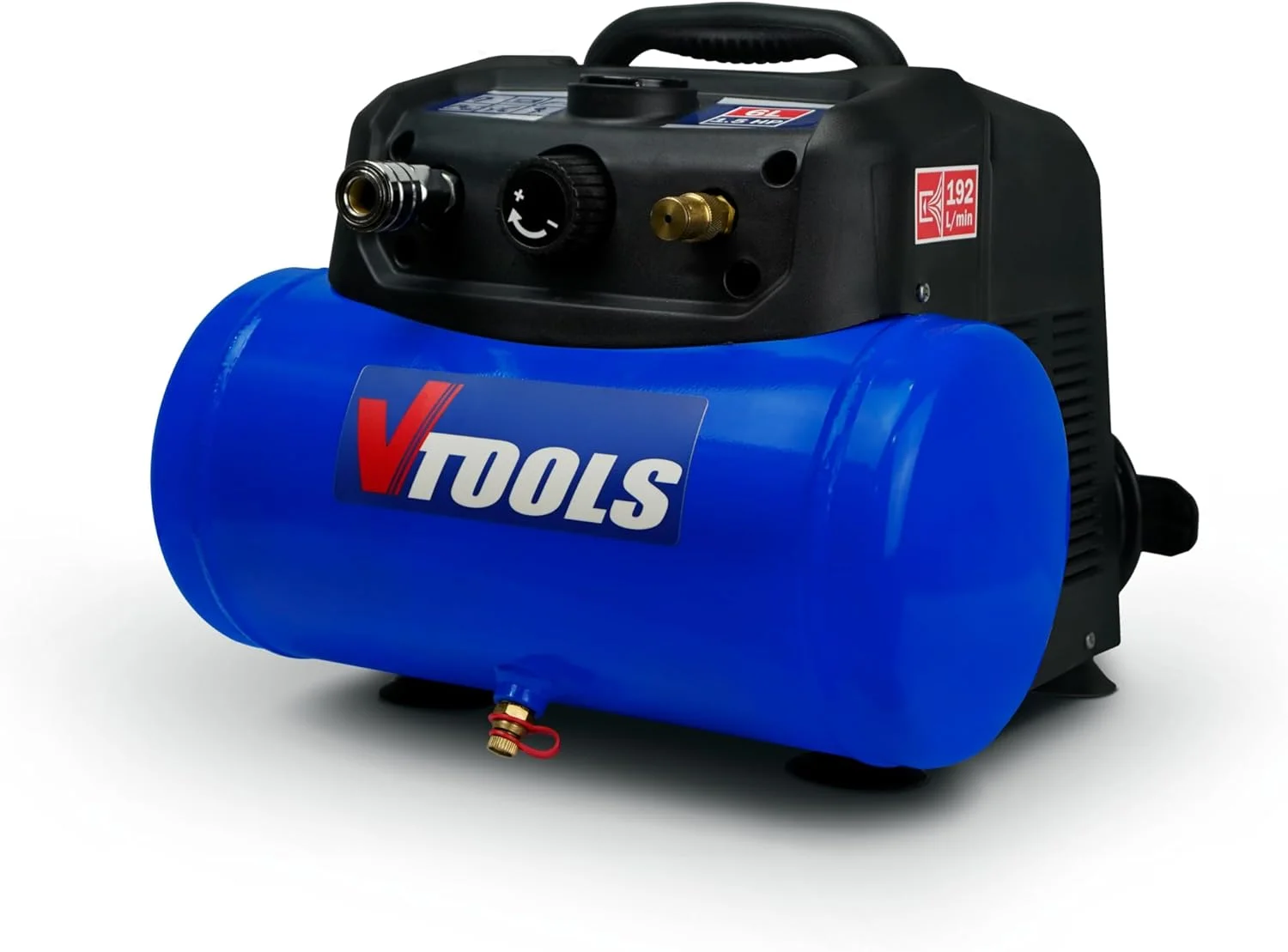 کمپرسور هوای قابل حمل 6 لیتری VTOOLS با موتور 1.5 اسب بخار، 8 بار، مدل Vt1301