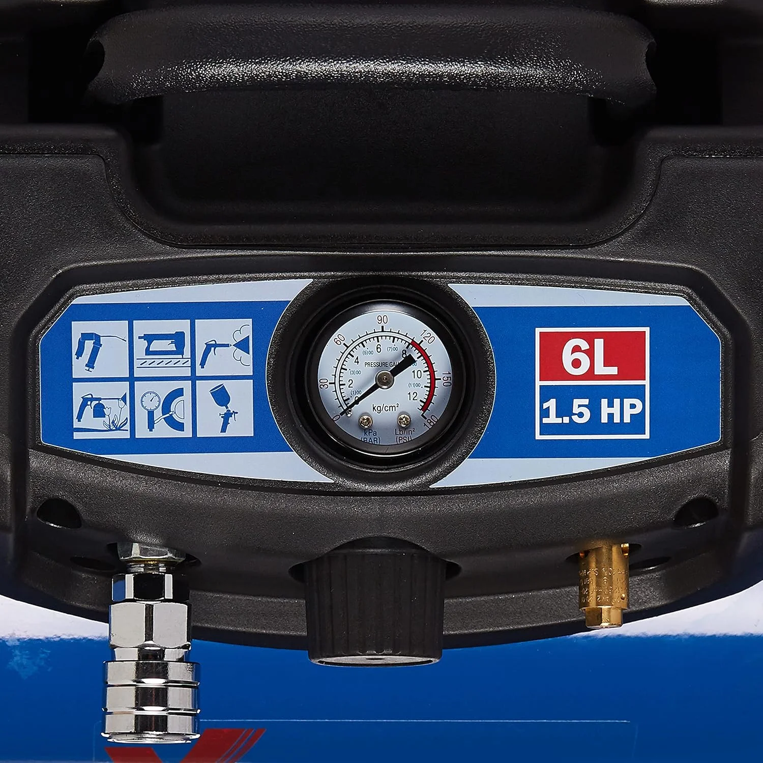 کمپرسور هوای قابل حمل 6 لیتری VTOOLS با موتور 1.5 اسب بخار، 8 بار، مدل Vt1301