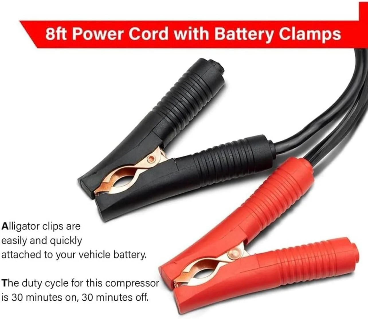 کمپرسور هوای قابل حمل سنگین، دو سیلندر، 300 لیتر در دقیقه، 150 PSI، شلنگ 8 متری با گیج، برای اتومبیل، شاسی بلند، کامیون