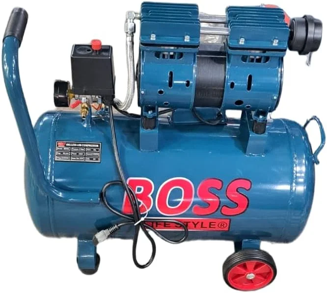 کمپرسور هوای بی صدا، 50 لیتری قابل حمل با چرخ، آبی