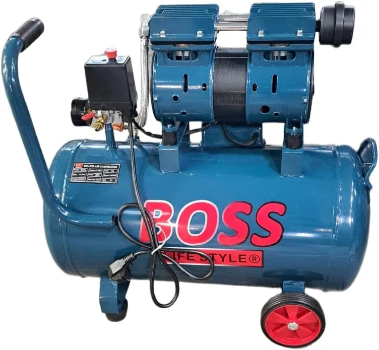 کمپرسور هوای بی صدا، 50 لیتری قابل حمل با چرخ، آبی