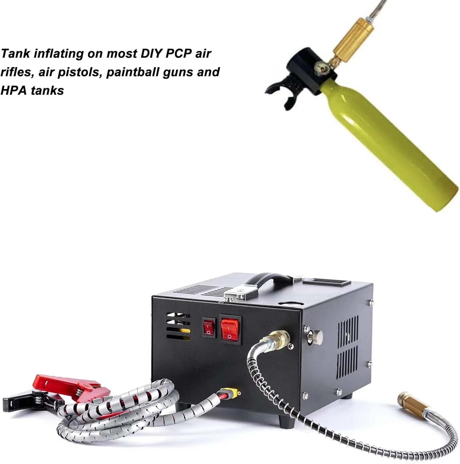 کمپرسور هوای قابل حمل Luqeeg Pcp 4500psi 30MPa فشار قوی روغن و آب برای تفنگ بادی، پینت بال، با برق 110V / 220V AC یا 12V DC