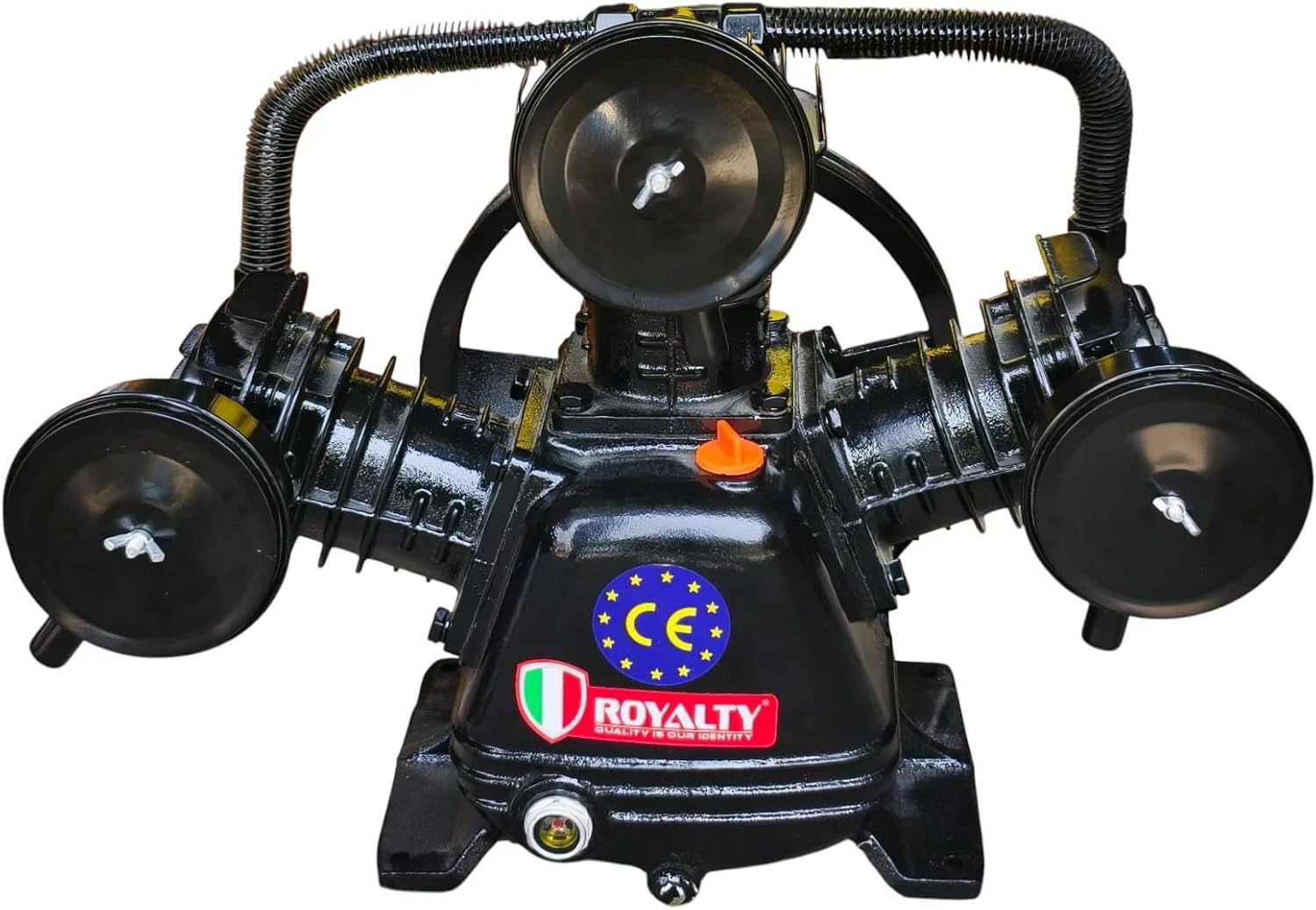 پمپ کمپرسور هوای حرفه ای رویالتی، 3 پیستونه سنگین، مشکی، ظرفیت 300 لیتر، دارای گواهی CE، درجه صنعتی