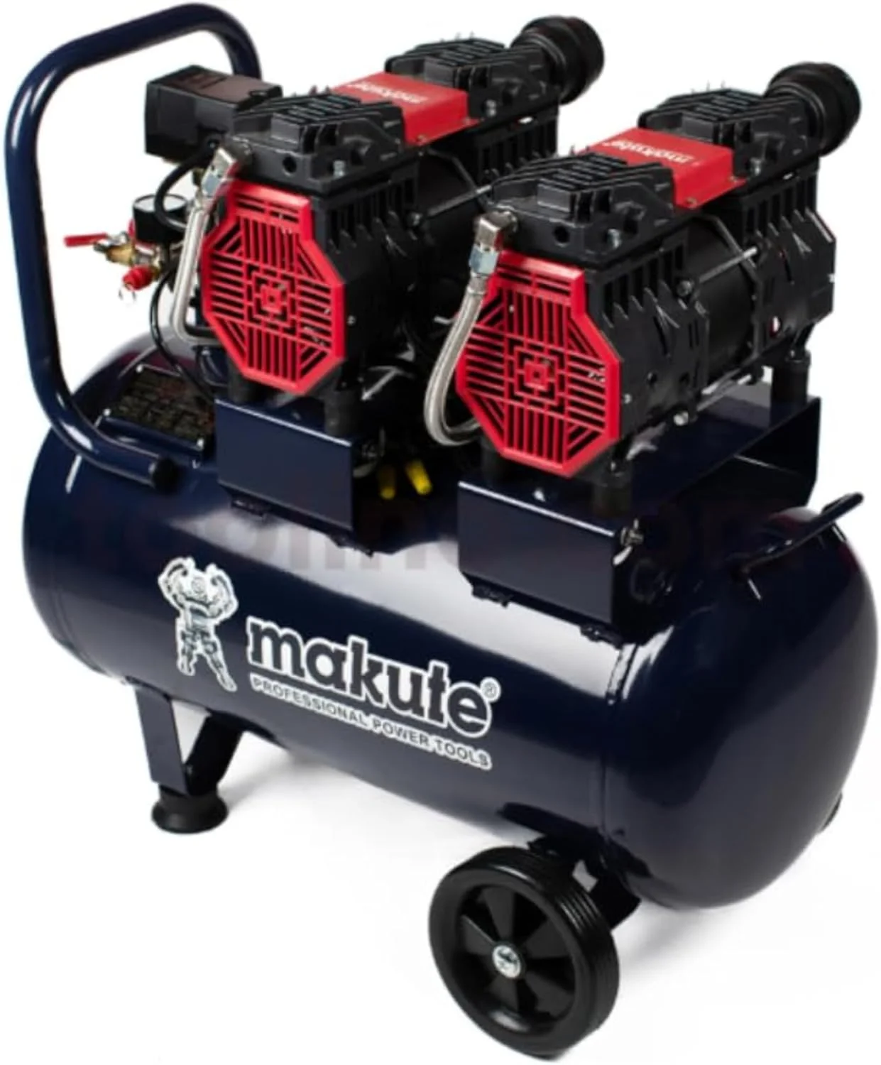 کمپرسور هوای سایلنت ماکیوت مدل MK22850 با حجم 50 لیتر، توان 2.16 کیلووات (3 اسب بخار) و فشار 8 بار، مناسب برای کارگاه ها، گاراژها، مصارف صنعتی و غیره