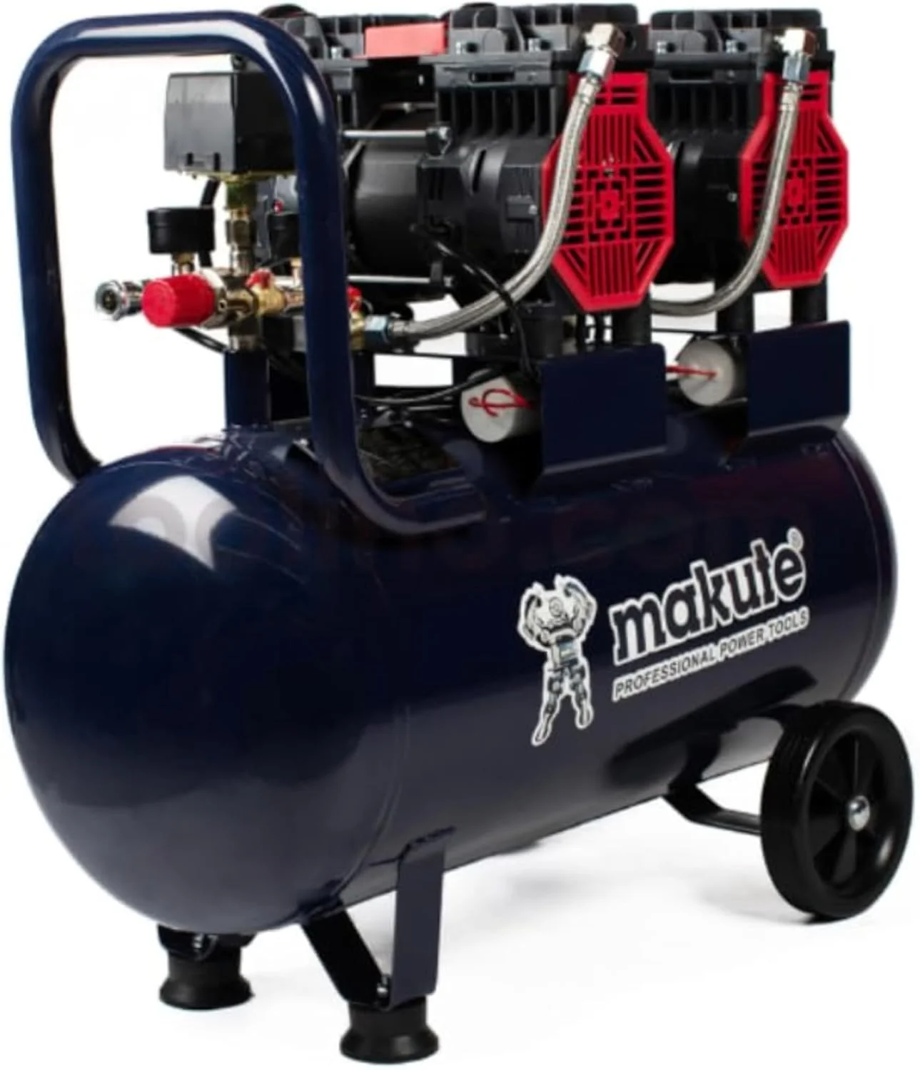 کمپرسور هوای سایلنت ماکیوت مدل MK22850 با حجم 50 لیتر، توان 2.16 کیلووات (3 اسب بخار) و فشار 8 بار، مناسب برای کارگاه ها، گاراژها، مصارف صنعتی و غیره