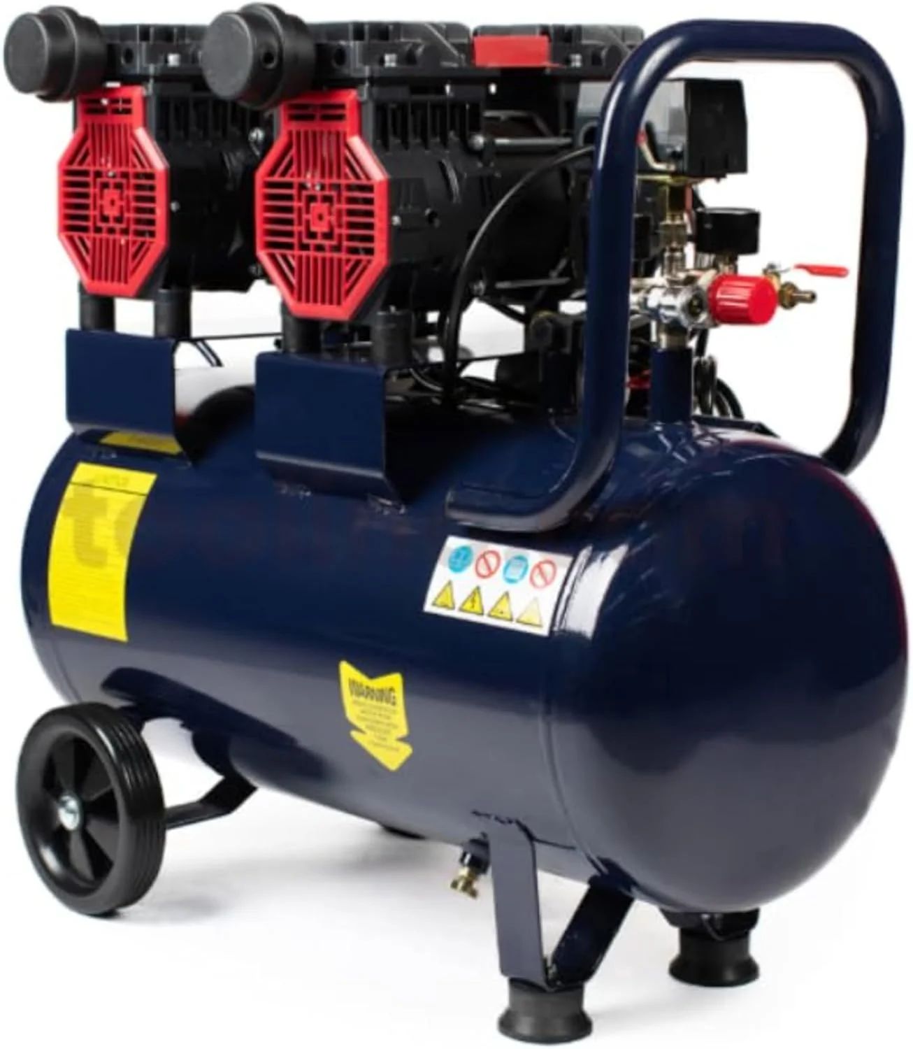 کمپرسور هوای سایلنت ماکیوت مدل MK22850 با حجم 50 لیتر، توان 2.16 کیلووات (3 اسب بخار) و فشار 8 بار، مناسب برای کارگاه ها، گاراژها، مصارف صنعتی و غیره