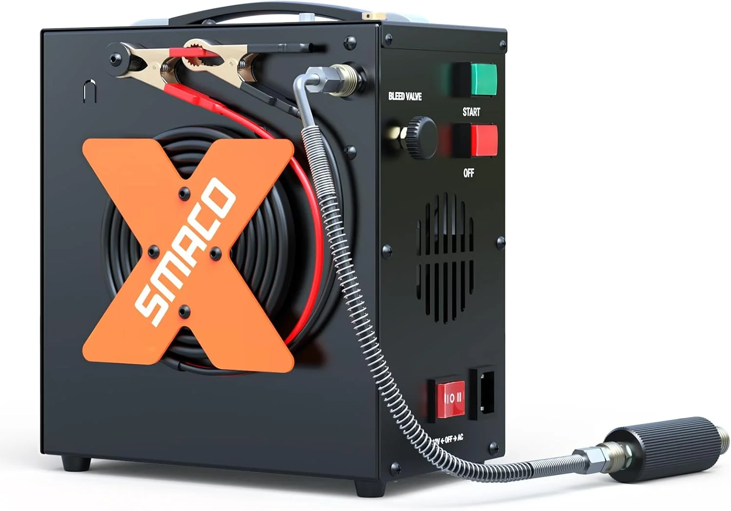 کمپرسور هوای SMACO PCP فشار قوی 4500Psi/30Mpa برای مخزن غواصی پینت بال، پمپ HPA، ایستگاه پرکن، توقف خودکار، بدون روغن، با برق 12 ولت DC یا 110 ولت/220 ولت AC با جداکننده آب/روغن