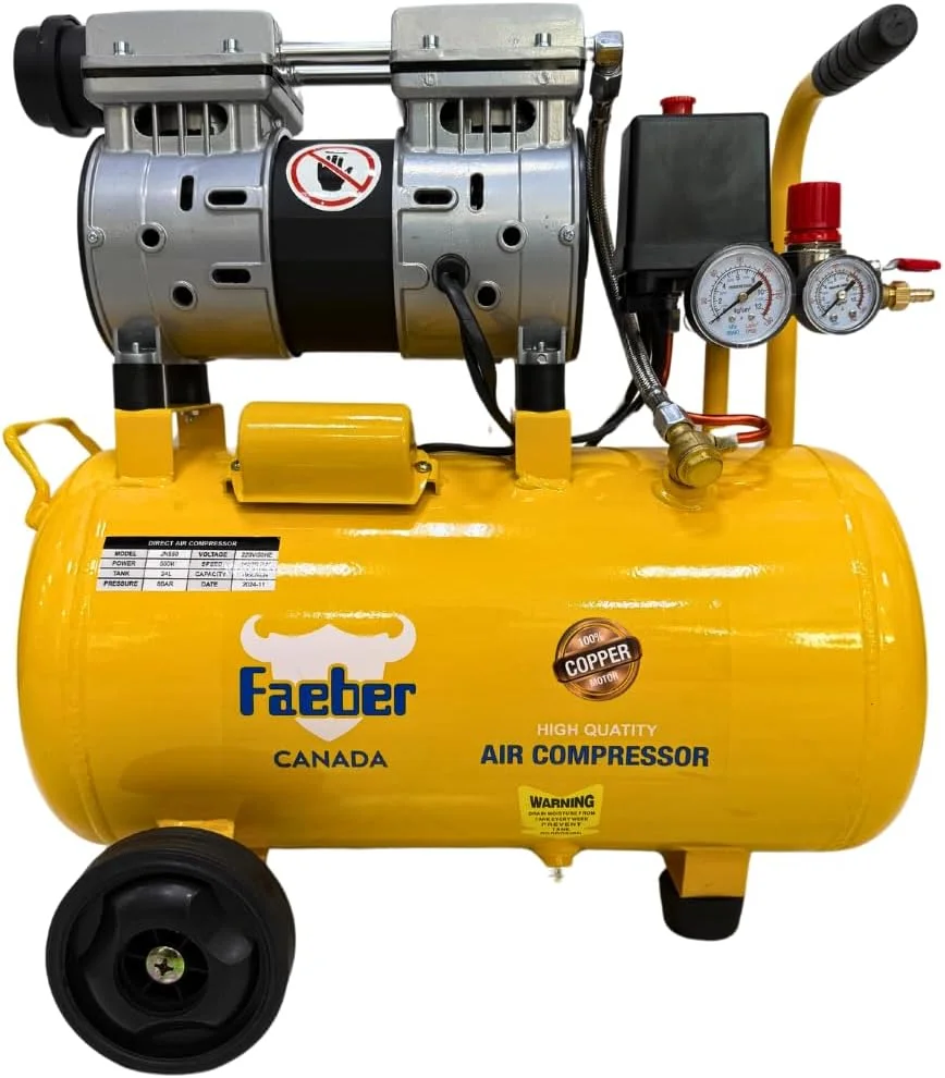 کمپرسور هوا بی صدا و بدون روغن، 24 لیتری، 550 وات