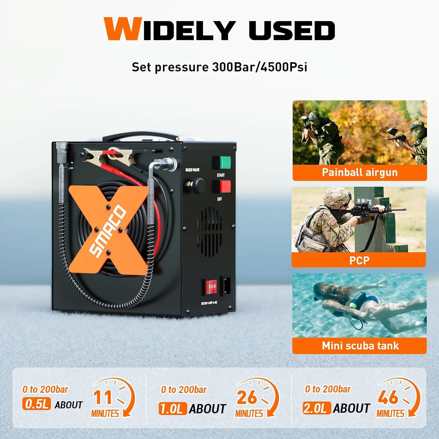 کمپرسور هوای SMACO PCP فشار قوی 4500Psi/30Mpa برای مخزن غواصی پینت بال، پمپ HPA، ایستگاه پرکن، توقف خودکار، بدون روغن، با برق 12 ولت DC یا 110 ولت/220 ولت AC با جداکننده آب/روغن کمپرسور هوای SMACO PCP فشار قوی 4500Psi/30Mpa برای مخزن غواصی پینت بال، پمپ HPA، ایستگاه پرکن، توقف خودکار، بدون روغن، با برق 12 ولت DC یا 110 ولت/220 ولت AC با جداکننده آب/روغن