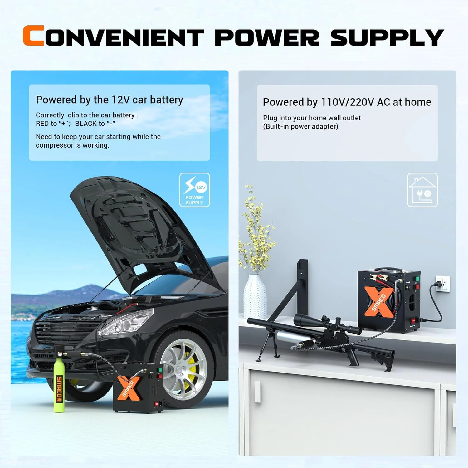 کمپرسور هوای SMACO PCP فشار قوی 4500Psi/30Mpa برای مخزن غواصی پینت بال، پمپ HPA، ایستگاه پرکن، توقف خودکار، بدون روغن، با برق 12 ولت DC یا 110 ولت/220 ولت AC با جداکننده آب/روغن کمپرسور هوای SMACO PCP فشار قوی 4500Psi/30Mpa برای مخزن غواصی پینت بال، پمپ HPA، ایستگاه پرکن، توقف خودکار، بدون روغن، با برق 12 ولت DC یا 110 ولت/220 ولت AC با جداکننده آب/روغن