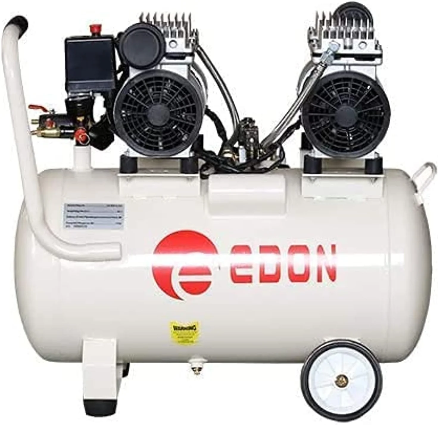 کمپرسور هوای سایلنت AQSON، مدل ED550-50L دو سر، 550 وات، 50 لیتری به همراه کیت درجه باد، تفنگ باد پاش و شلنگ