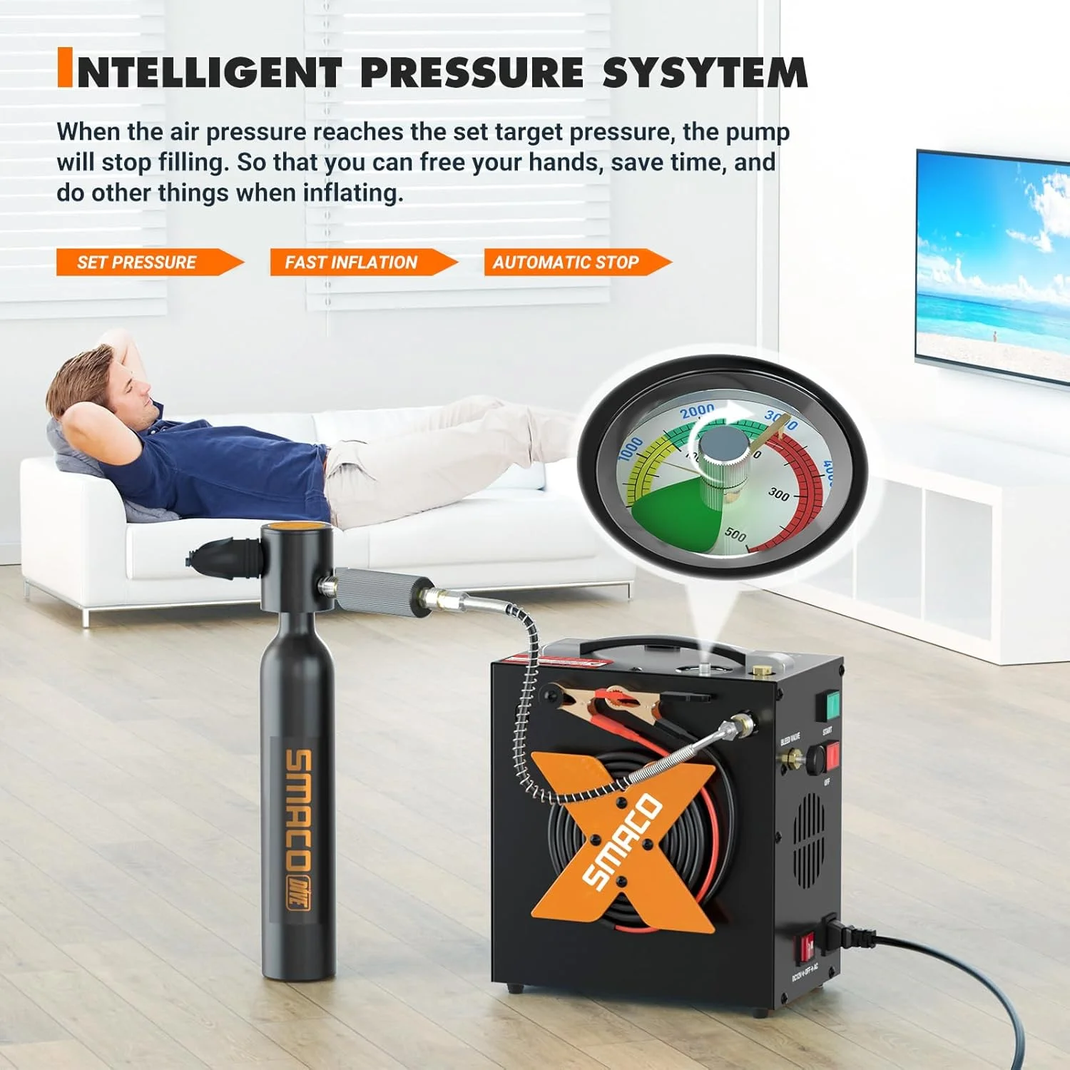 کمپرسور هوای SMACO PCP فشار قوی 4500Psi/30Mpa برای مخزن غواصی پینت بال، پمپ HPA، ایستگاه پرکن، توقف خودکار، بدون روغن، با برق 12 ولت DC یا 110 ولت/220 ولت AC با جداکننده آب/روغن کمپرسور هوای SMACO PCP فشار قوی 4500Psi/30Mpa برای مخزن غواصی پینت بال، پمپ HPA، ایستگاه پرکن، توقف خودکار، بدون روغن، با برق 12 ولت DC یا 110 ولت/220 ولت AC با جداکننده آب/روغن