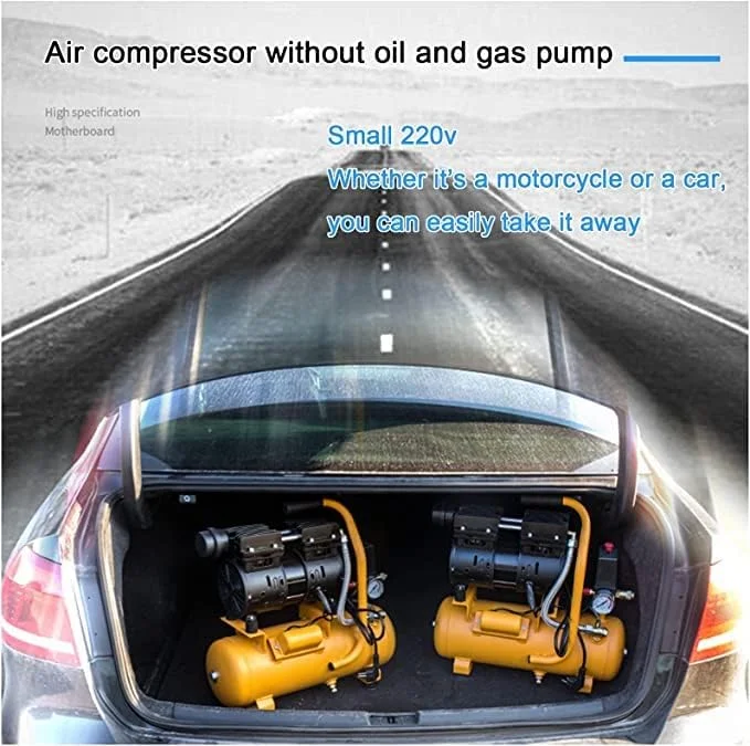 کمپرسور هوای بی صدا و بدون روغن 30 لیتری قابل حمل 750/1100/1500 وات (65 دسی بل) برای تعمیرات منزل، باد کردن تایر، رنگ آمیزی با اسپری و ابزارهای پنوماتیک 220 ولت/240 (50/60 هرتز)