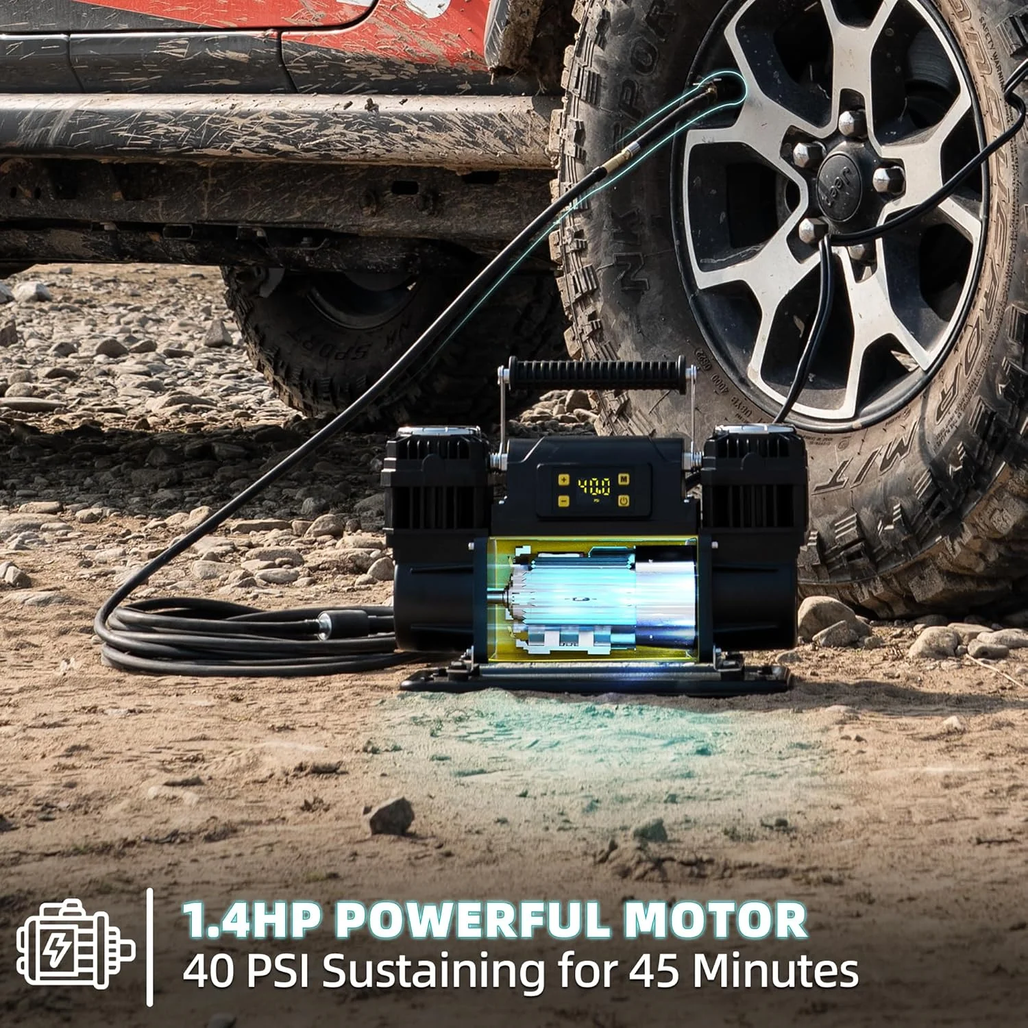 کمپرسور هوای دیجیتال آفرود SAMOUT مدل SMAC35ST با حجم 12.3CFM و فشار 150PSI