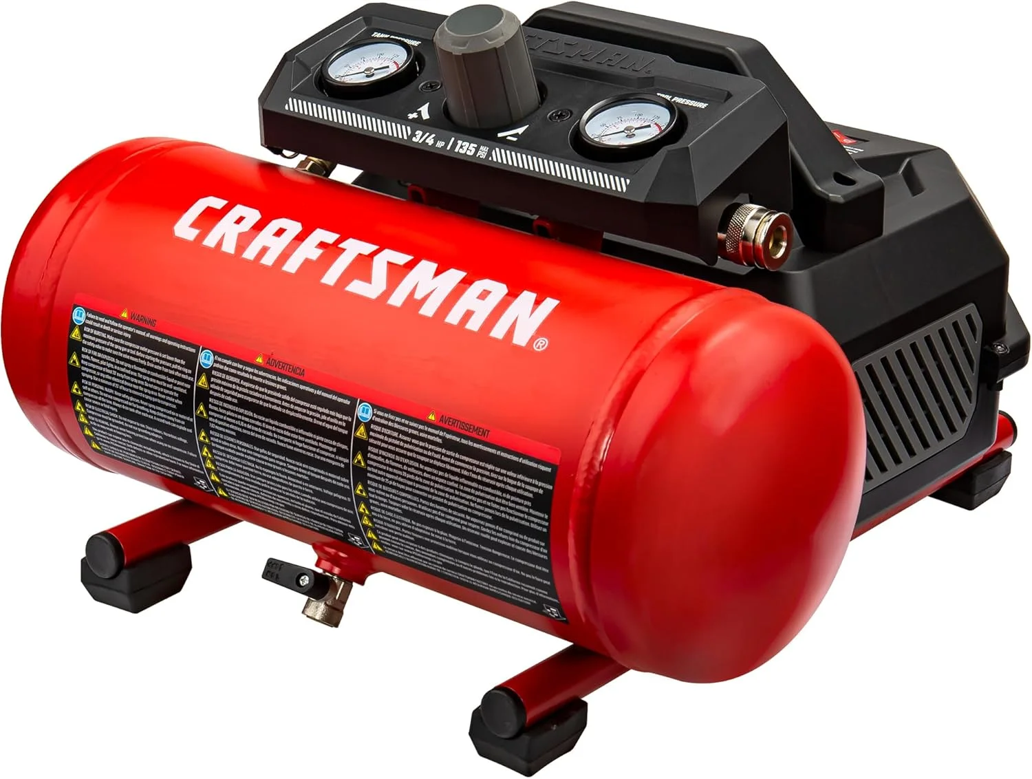 کمپرسور هوا کارآفرین، کمپرسور هوای قابل حمل 1.5 گالن 1.5 CFM@90psi و 2.2 CFM@40psi، 3/4 HP فشار 135 PSI مخزن کمپرسور بدون روغن، کمپرسور هوا با پر شدن سریع، CMXECXA0200141A