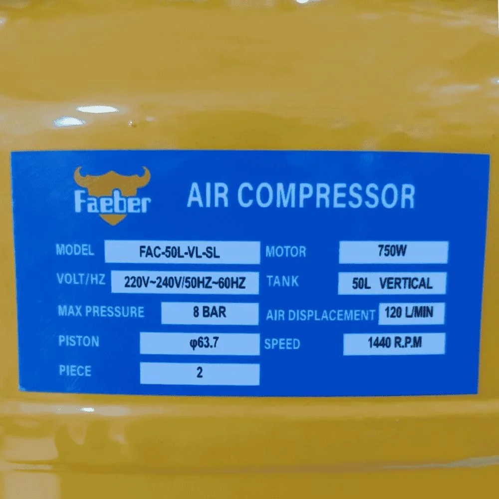 کمپرسور هوای عمودی فایبر، 50 لیتری، 750 وات